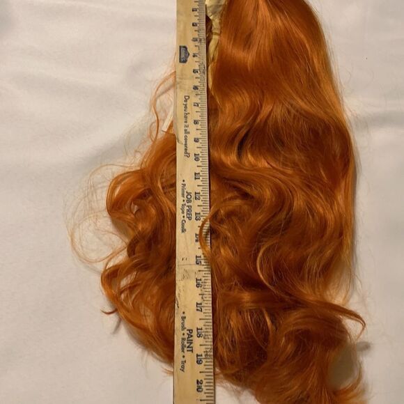 Reddish orange, long wavy, synthetic wig - Picture 11 of 12